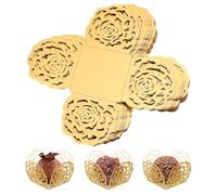 Alipis Truffle Wrappers Paper Candy Cups Gold Rose Truffle Cup Dessert Liners, Square Cupcake Liners Chocolate Baking Paper Cups 50Pcs
