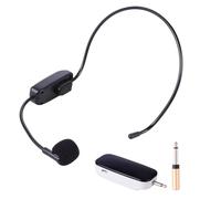 Alipis UHF Wireless Headset Microphone 2-in-1 Plastic Head-mounted Mic Receiver, 3.5mm to 6.35mm Adapter, USB Cable, and Protective Film for Voice Amplifier and Portable Loudspeaker Use