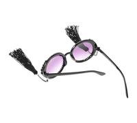Alipis Unique Sunglasses Vintage round Black Alloy Frame Chic Tassel Photo Eyewear Fits Bridge of The Nose for Young People Clubbing