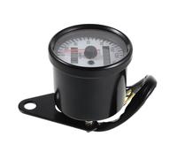 Alipis Universal Motorcycle Mini Mechanical Speedometer Tachometer Gauge, Dual Scale Pointer Instrument Display for Bike Modification, Retro Black Case White Dial for Motorbikes