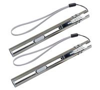 Alipis USB Rechargeable LED Pen Lights Easy to Store and Use with Stainless Steel Body and Tail Rope 2pcs Small Size Diagnostic for Nurses and Doctors