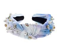 Alipis Velour Blue Hair Band Knotted Headband with Pearl Decoration Lightweight Stylish Delicate Design for Wedding and Holidays Women Girls