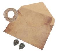 Alipis Vintage A5 Kraft Paper Writing Stationery Set with Envelopes, 5pcs Letter Paper and Leaf Design Envelopes for Invitations, Letters, and Greeting Cards in Simple Style