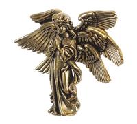 Alipis Vintage Brass Cupid Angel Statue Six-winged Guardian Figurine for Home Decoration Compact Cherub Sculpture for Desk Shelf Table Ornament with Artisan Craftsmanship and Romantic