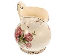 Alipis Vintage European Ceramic Creamer Pitcher with Handle Gold Floral Pattern Milk Syrup Dispenser for Salad Dressings Hot Maple Syrup Gravies BBQ Sauces and Party Serving