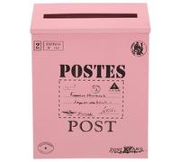 Alipis Vintage Iron Wall Mailbox Large Capacity Easy to Install Simple Style Pink Post Box for Office and Families