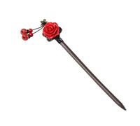 Alipis Vintage Red Flower Hairpin Traditional Chinese Style Delicate Hair Stick Accessory for Women Elegant Retro Floral Hairpin for Brides and Everyday Use