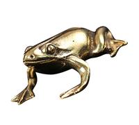 Alipis Vintage Solid Brass Frog Figurine Desktop Ornament Small Frog Statue Decor for Office Study Tea Pet Collectible Ornament for Home and Garden