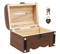 Alipis Vintage Treasure Storage Box with Lock Wooden Treasure Chest Money Box Small Organizer for Coins Home Office Decor Thanksgiving Birthday Wedding 5.71 X 3.94 X 3.94 in