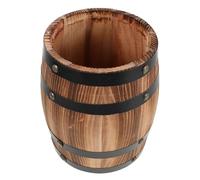 Alipis Vintage Wooden Utensil Organizer Barrel with Compact Space Saving Design for Countertop Storage Rustic Carbonized Oak Cutlery Holder for Home Parties and Outdoor Picnics