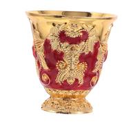 Alipis Vintage Zinc Alloy Water Offering Cup with Embossed Flower Pattern Elegant Goblet for Ritual Blessings Sturdy Party Chalice for Banquet and Bar Decorations