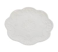 Alipis White Ceramic Decorative Food Plate with Delicate Embossed Edge, Lightweight and Easy to Clean, for Desserts and Barbecued Fruits in Home Or Restaurant Settings