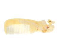 Alipis White Horn Hair Comb Single-Sided Carved Dragon Phoenix Pattern Natural Random Color Handheld Long Hair Styling Tool Portable for Home and Women Random Color