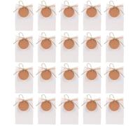Alipis White Kraft Paper Gift Bags Foldable and Strong Construction 50pcs with Tags and Jute Rope Smooth Surface with Natural Texture, for Wedding and Corporate Gifts, Small Sweet Candy