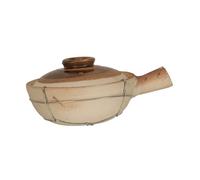 Alipis White Single Handle Casserole Pot with Lid and Steam Vent Handmade Chinese Clay Cooking Pot for Rice and Stews Household Stove-safe Cookware with Wired Handle