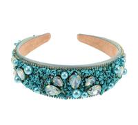 Alipis Wide Turquoise Rhinestone Headband for Women Handmade Fabric Hair Accessory with Dazzling Stones Comfortable Fit for Daily Wear and Parties Elegant Stylish Design
