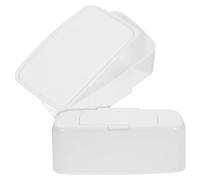 Alipis Wipe Dispenser Box with Lid, Refillable Wet Wipes Holder for Bathroom, White Small Tissue Storage Container, Button-Operated Cover, 2pcs Set for Home and Boys and Girls Bathroom