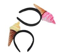 Alipis Women Hair Bands Funny Headbands Ice Cream Cone Shape Cloth Headband for Doing Your Makeup and Occasions, 2Pcs Comfortable Secure Fit Aesthetic Cute Hair Styling Tool