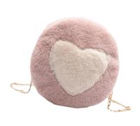 Alipis Women Plush Chain Shoulder Bag with Heart Pattern for Date Night | Soft Tactile Feel, Metal Zipper Closure, Moderate Capacity, Suitable for Makeup, Lipsticks and Travel