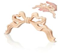 Alipis Wood Carved Appliques European Style Bow Knot Wall Decor Solid Wood Hollow Carving Onlays for Cabinet Door Mirror Dresser Cupboard Bed DIY Home Decoration