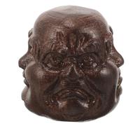 Alipis Wood Carved Buddha Head Figurine Small Wooden Sculpture for Home Decor Intricate Craftsmanship Symbol of Buddhist Culture Space-saving Design