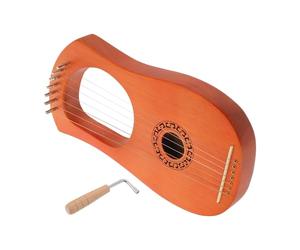 Alipis Wooden 7-string Lyre Harp for Beginners, Portable Hand Harp Instrument with English Music Sheet, Mini Lyre Music Instrument Suitable and Adults