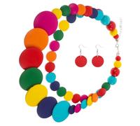 Alipis Wooden Beaded Necklace Bohemian Multi-layer Design Colorful Geometric Shapes Versatile Use African Ethnic Style Jewelry for Travel and Daily Wear