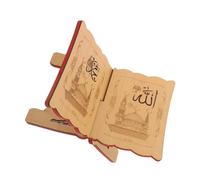 Alipis Wooden Carved Quran Stand Holder 33Cm X 23Cm Open Book Display Rack for Islamic Prayer and Reading, Vintage Style Bible and Textbook Holder for Home Decor and Eid Celebration