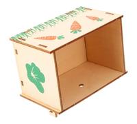 Alipis Wooden Chew Resistant Bunny Feeder for Small Pets and Guinea Pigs, Multi-functional Design Floor Rabbit Feeder Suitable for Household Use with Khaki Finish