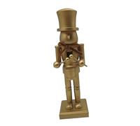 Alipis Wooden Christmas Nutcracker Soldier Golden Bowknot 25.5cm Traditional Xmas Mantel Decoration Classic Holiday Figurine for Fireplace Shelf Countertop