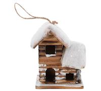 Alipis Wooden Christmas Village - Mini LED Light Houses with Faux Snow for Christmas Tree Ornaments - Rustic Winter Decor - Holiday Home Table Centerpiece