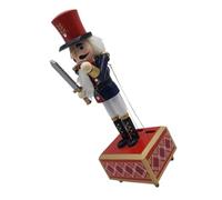 Alipis Wooden Nutcracker Music Box Wind Up Xmas Nutcracker Soldier Ornament Handmade Clockwork Musical Box for Holiday Decoration and
