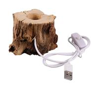 Alipis Wooden Tree Stump LED Display Base for Crystal Ball Desk