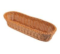 Alipis Woven Bread Basket: Imitation Rattan Oval Long Fruit Basket - 13.95 X 4.79 in Wicker Food Serving Holders for Home Kitchen Restaurant Storage Vegetables Fruits Snacks