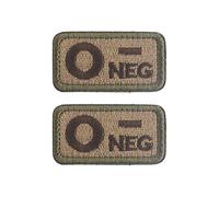 AliPlus 2 PCS Blood Type Patches O- Negative NEG Patches Embroidered Tactical Morale Patch Hook and Loop(O-)