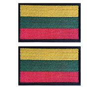 AliPlus 2 PCS Lithuania Flag Patches Embroidered Tactical Military Morale Patch Applique Fastener Hook and Loop