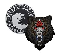 AliPlus 2 PCS Viking Wolf Valknut PVC Patches, Tactical Morale Patch, Hook Backed, Round, 3.54*3.15 in (9*8 cm), 3.15 in (8 cm)