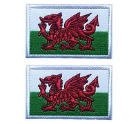 AliPlus 2 PCS Wales Flag Patches Embroidered Tactical Military Morale Patch Applique Fastener Hook and Loop