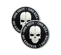 AliPlus 2PCS One Shot One Kill Skull Patches PVC Morale Patch Hook Backed