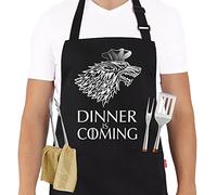 ALIPOBO Grill Aprons for Men Women, Dinner is Coming Game of Thrones Kitchen Chef Apron with 2 Pockets and 40" Long Ties, Adjustable Bib Apron for Cooking, BBQ, Baking, Gardening, Black