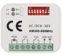 ALIRANTA Universal receiver compatible with Hörmann HSM2 / HSM4 / HS1 / HS2 / HS4 / HSE2 / HSD2 / HSP4 868 / HSZ1 868.3 MHz remote control. 2-channel radio receiver 433-868mhz. Rolling/Fixed Code 12-2