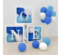 Ali's Creationz 1st Birthday Party decor Balloon Boxes w/ ONE Letters, Party decor for Boy or Girl, Balloon Boxes For First Birthday, 1 Year Birthday Party, 3pcs, White, 30x30x30 cm (AC-1-3)
