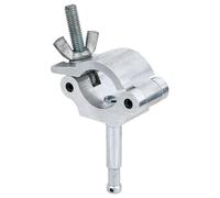 Aliscaff Half Coupler KUPO KCP-836 with Baby spigot 16 mm, Silver Aluminium Hook for 48-51 mm Pipes with 0.6 kg Weight and Load up to 100 kg