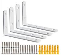 Alise 4mm-Thicker Heavy Duty Stainless Steel Brackets Floating Shelf Bracket Corner Brace Support 6x4 Inch,4 Pcs White Finish