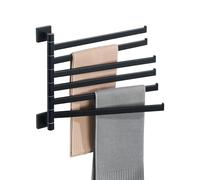 Alise 6 Arm Swivel Towel Rack, Matte Black Swivel Out Towel Bar, 13.6 Inch