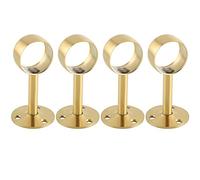 Alise Curtain Rod Holder Bracket 32mm Dia,Closet Rod Holders Wall Mount,Ceiling Mounted Curtain Rod Flange Brackets,Ceiling Curtain Rods Brackets for Bathroom Curtain,Stainless Steel Gold Finish,4 Pcs