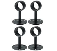 Alise Curtain Rod Holder Bracket 38mm DiaCloset Rod Holders Wall Mount,Ceiling Mounted Curtain Rod Flange Brackets,Ceiling Curtain Rods Brackets for Bathroom Curtain,Stainless Steel Black Finish,4 Pcs