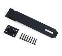 Alise Door Locks Hasp Latch,8 Inch SUS 304 Stainless Steel Safety Packlock Clasp Hasp Lock Latch,with Fixing Screw for External Doors Window Cabinet Pet Cage, Black MS9B-8C