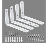 Alise Floating Shelf Brackets,L Brackets for Shelves Heavy Duty Shelving Brackets Stainless Steel Corner Brace Angle Bracket for Wood,5x3 Inch Wall Shelf Bracket White,Pack of 4