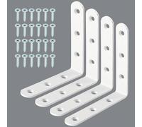 Alise Floating Shelf Brackets White - 4PCS Heavy Duty Stainless Steel L Bracket Corner Brace (4"x4") Max Load 35lb, Wall Brackets for Shelves, Metal Joint Angle Bracket for Wood, Furniture